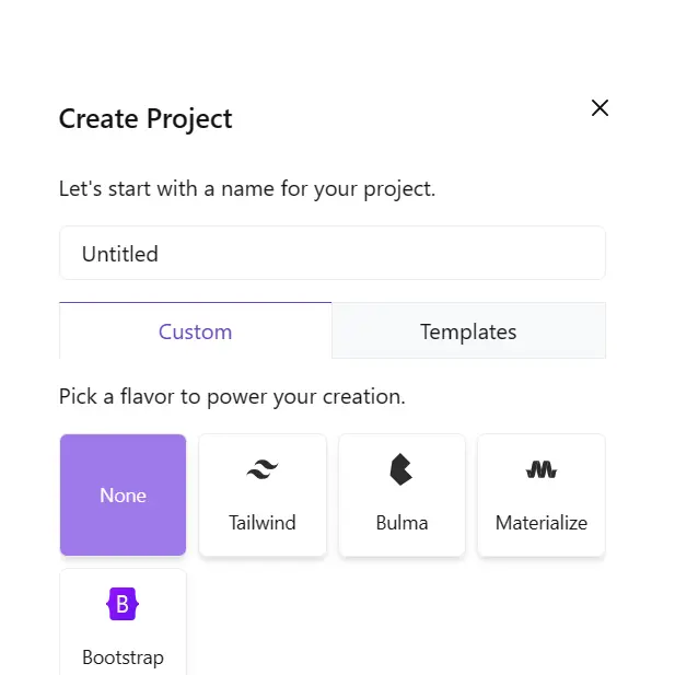 Project typesscreenshot